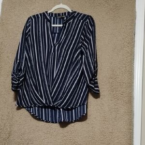 Navy Striped Women's Top